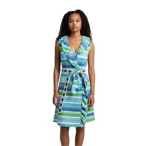 Dizzie Lizzie Newport Ruffle Stripe Wrap Dress